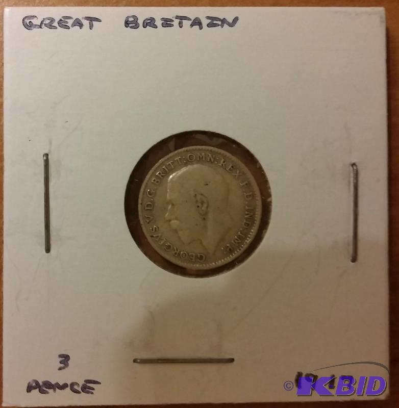 lot 58 image: 1917 3 PENCE GREAT BRITAIN SILVER C...