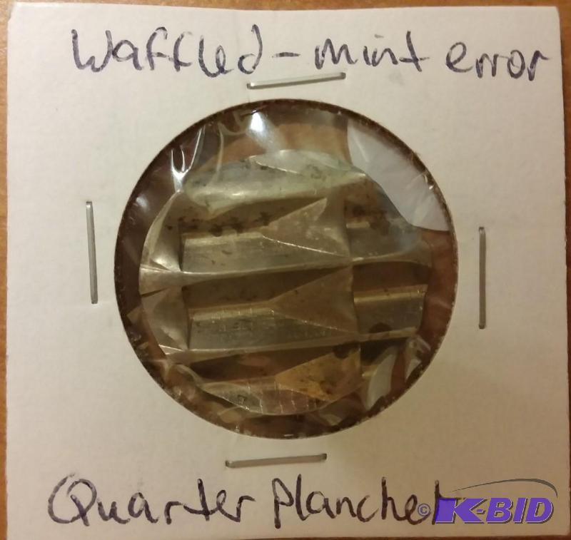 lot 72 image: WAFFLED MINT ERROR QUARTER PLANCHET...