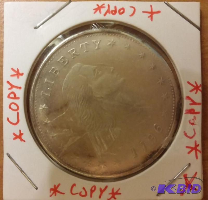 lot 75 image: 1796 FLOWING HAIR US ONE DOLLAR COI...