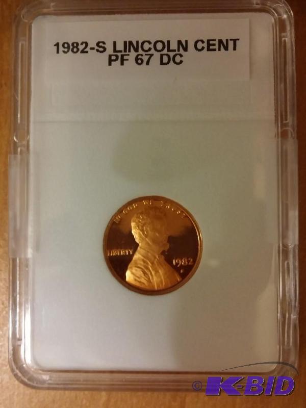 lot 82 image: 1982-S LINCOLN ONE CENT COIN PF 67 ...