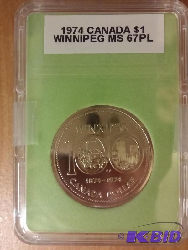 lot 83 image: 1974 CANADA ONE DOLLAR COIN WINNIPE...