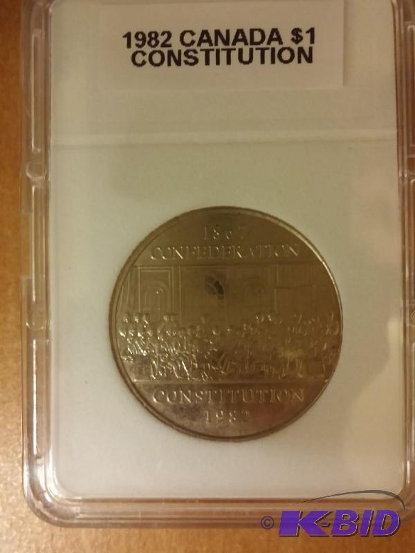lot 84 image: 1982 CANADA ONE DOLLAR COIN CONSTIT...