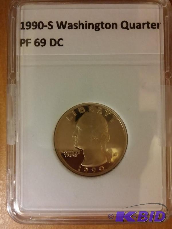 lot 88 image: 1990-S WASHINGTON 25 CENT QUARTER D...