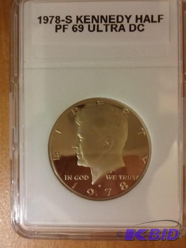 lot 89 image: 1978-S KENNEDY HALF DOLLAR PF 69 UL...