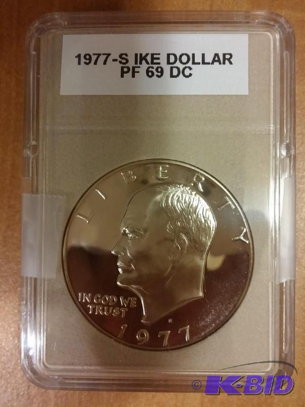 lot 90 image: 1977-S IKE DOLLAR ONE DOLAR COIN PF...