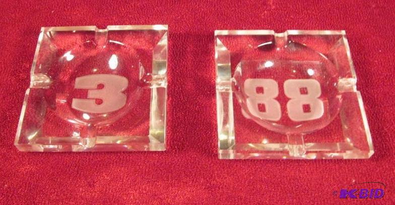 lot 23 image: Lot of 2 (believed to be) lead crystal unused ashtrays.