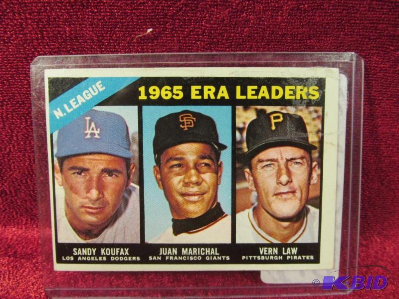 lot 42 image: 1966 Topps #221 N. League 1965 ERA Leaders