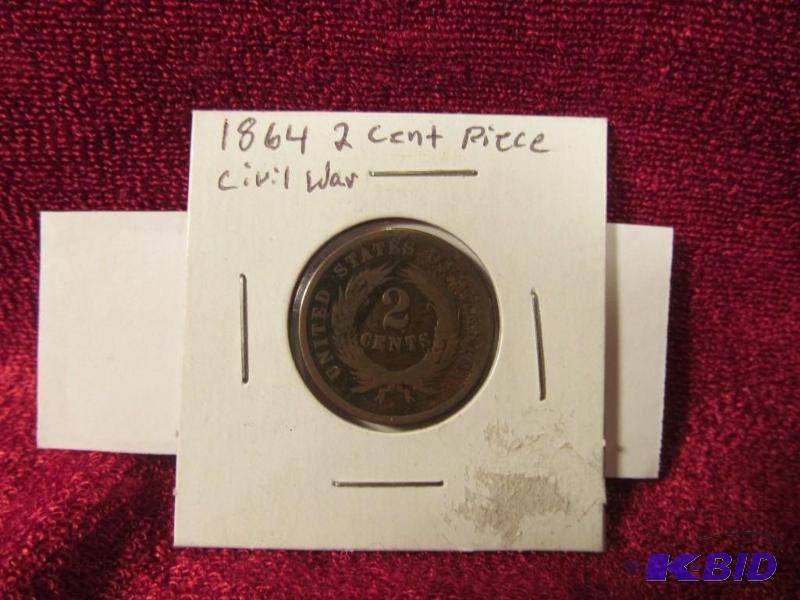 lot 48 image: 1864 Civil War 2 Cent Piece