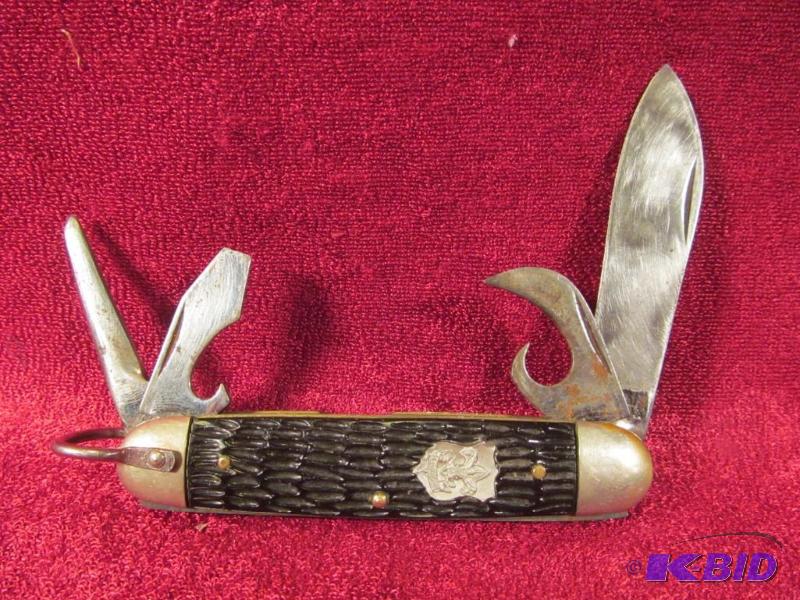 lot 52 image: 1960s Boy Scout Pocket 4 Blade Knife