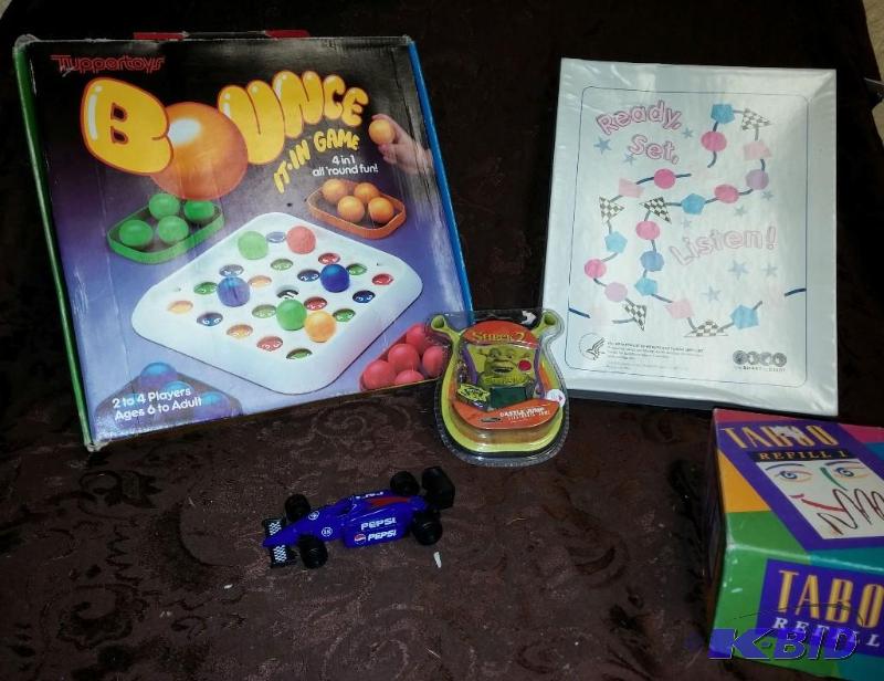 lot 104 image: Lot of toys, Tupperware Bounce game...