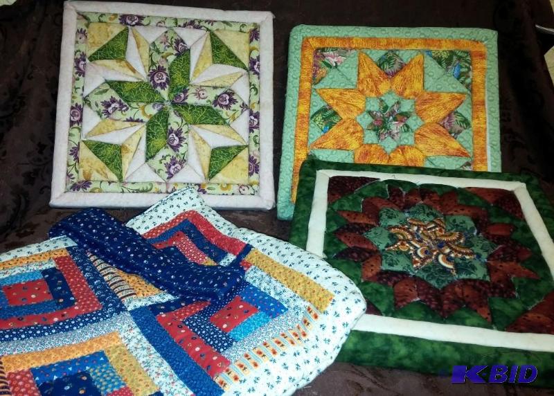 lot 110 image: Handmade Quilting. 3 patchwork squa...