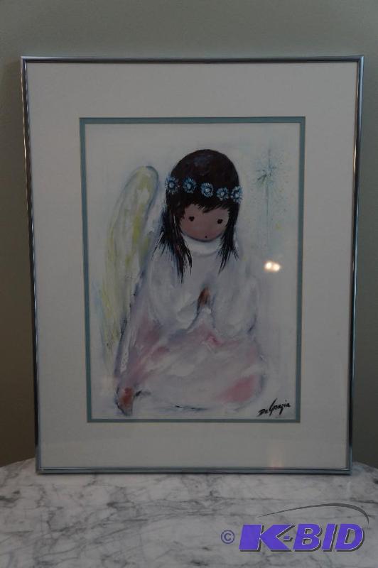 lot 169 image: A Little Prayer DeGrazia Print in Metal Frame