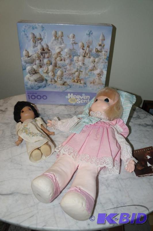 lot 52 image: Set of 3 Precious Moments Items  2 Dolls & 1 NIB Puzzle