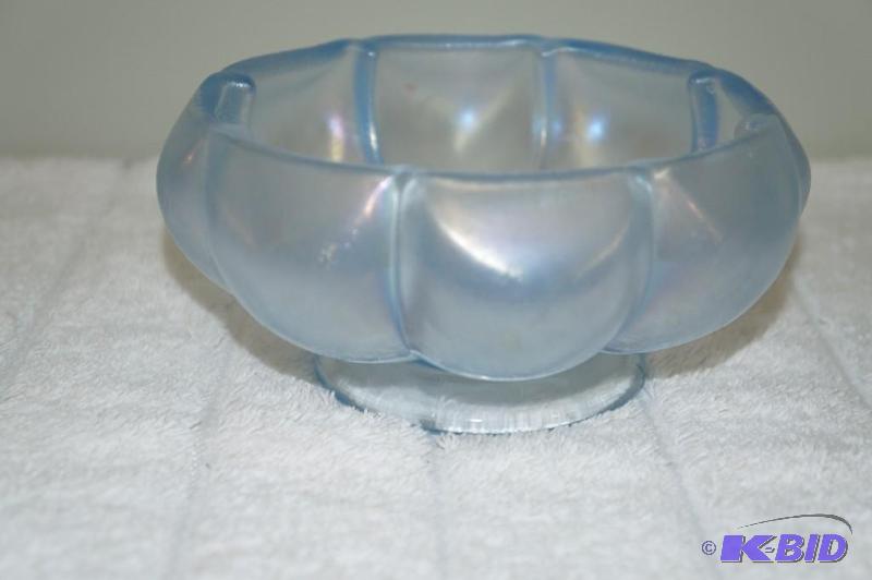 lot 107 image: Fenton 75th Light Blue Footed Candy Bowl