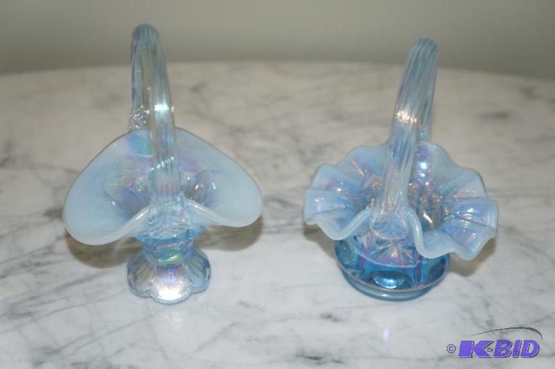 lot 14 image: Set of 2 Fenton Light Blue Baskets