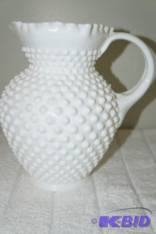 lot 146 image: Fenton Milk Glass Hobnail Water Pitcher