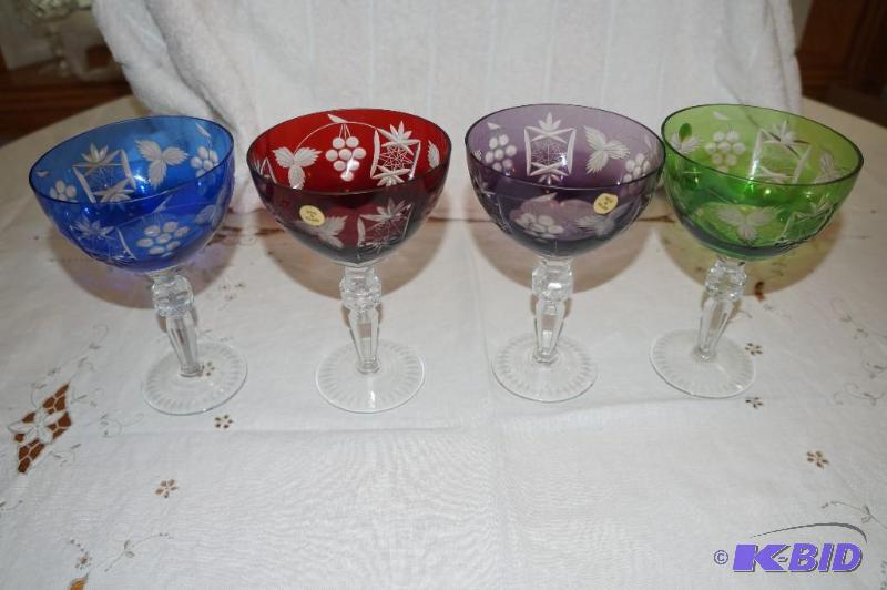 lot 222 image: 24% Lead Crystal 4 Piece Wine Goblets