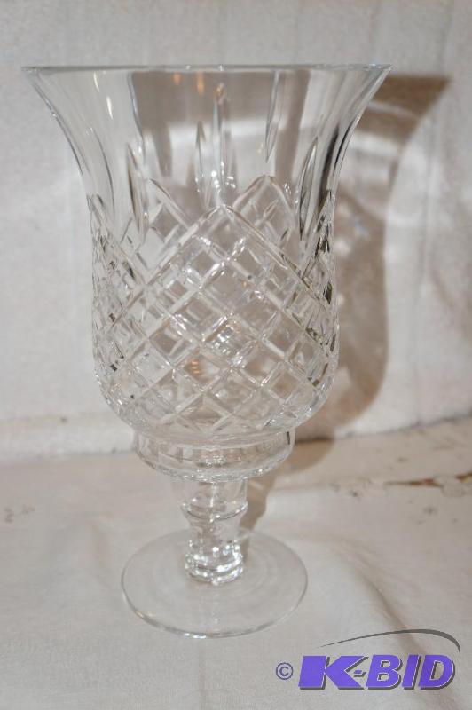 lot 237 image: 24% Lead Crystal 2 Piece Candle Holder on Pedestal