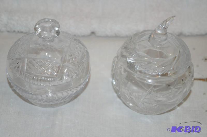 lot 252 image: 24% Lead Crystal Sugar Dish and Candy Dish with Lid