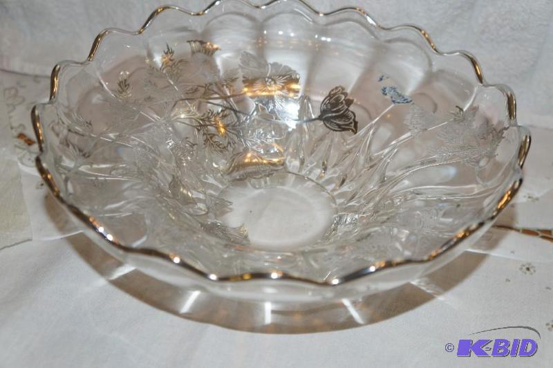 lot 279 image: Sterling on Crystal Footed Bowl