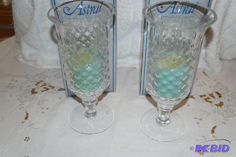 lot 291 image: Set of 2 Astral Full Lead 2 Piece Crystal Candle Lamp