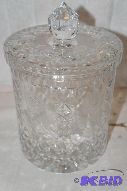 lot 300 image: Crystal Cookie Jar with Lid  Beautiful
