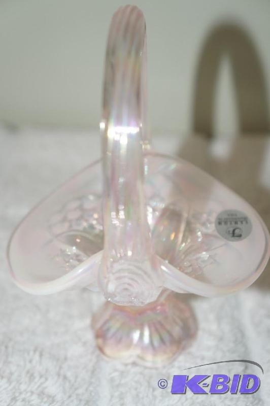 lot 40 image: Fenton Light Pink & Opalescent Basket