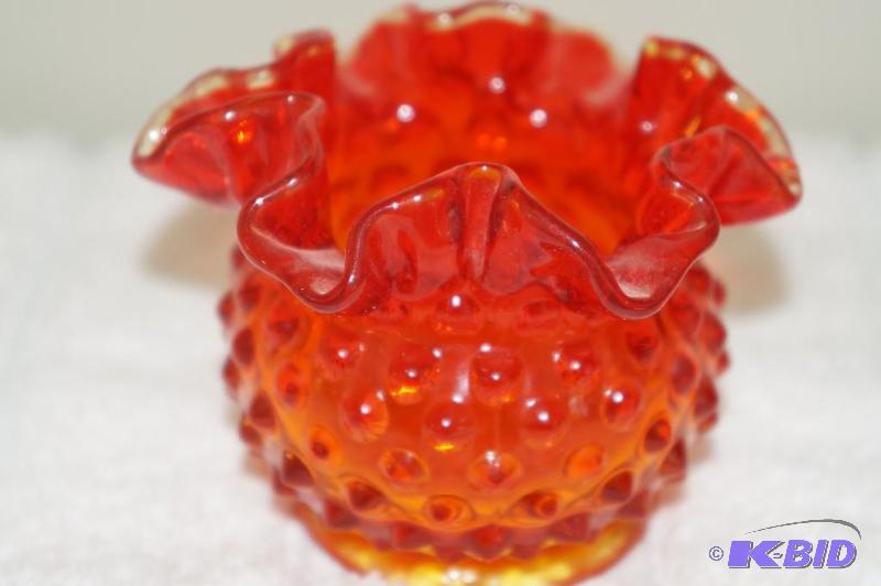 lot 47 image: Fenton Red Hobnail Vase
