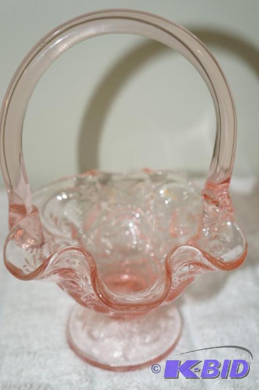 lot 97 image: Fenton Light Pink Footed Basket