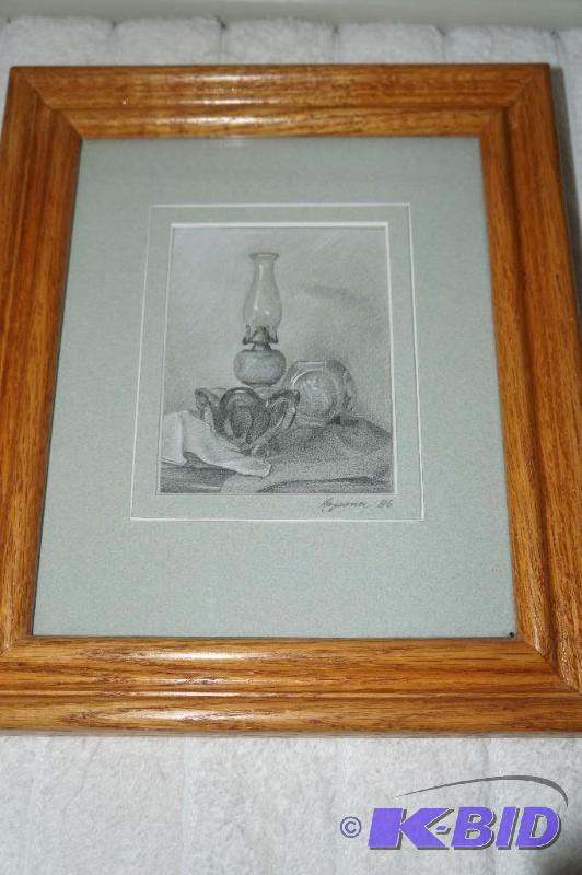 lot 101 image: Framed 1986 Signed Pencil Drawing of Print in Lot 65 by Charles Kapsner