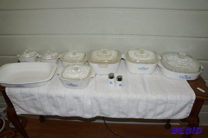 lot 148 image: Large Lot of CorningWare with the Blue Corn Flower Pattern
