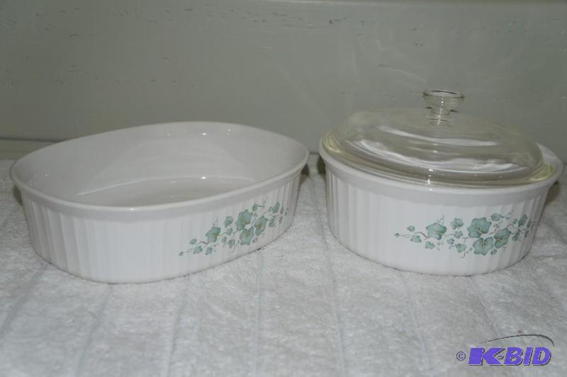 lot 168 image: Lot of 2 CorningWare Casserole Dishes