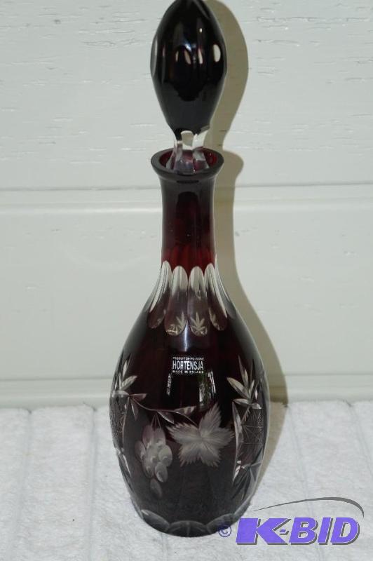 lot 188 image: Hortensja 24% Lead Crystal Dark Red Decanter