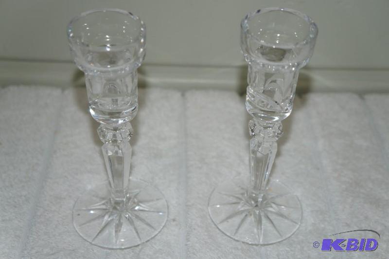 lot 205 image: Set of 2 Marquis Waterford 24% Lead Crystal 6 Tapered Candle Holders