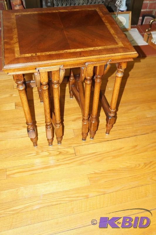 lot 22 image: Antique Unique 3 Piece End Table Set