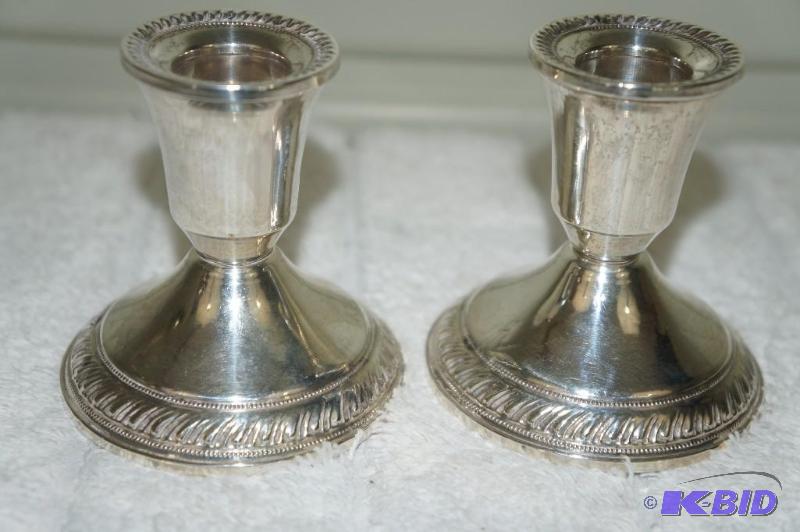lot 236 image: Set of 2 Duchin Creation Sterling Weighted Tapered Candle Stick Holders