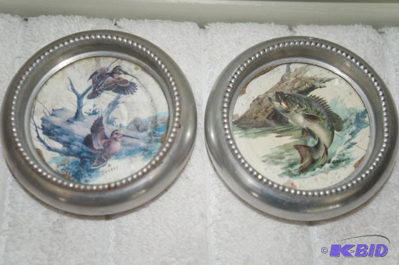lot 240 image: Set of 2 Round Silver Framed Sweney Prints