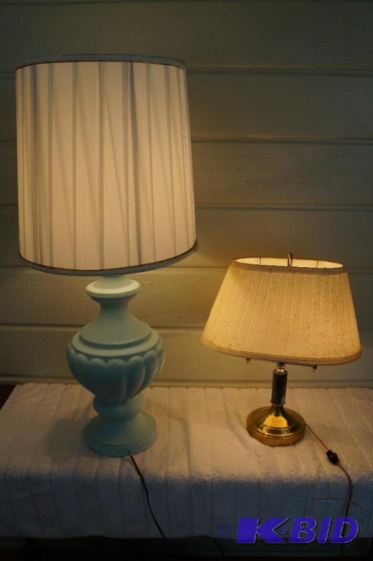 lot 251 image: 2 lamps  1 Vintage, 1 Marble Center