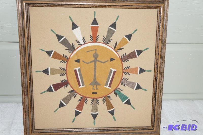 lot 271 image: Sun and Eagle Framed Sand Art Picture by Michael Brown