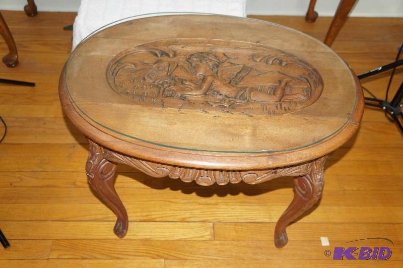 lot 28 image: Finely Engraved Oval Side Table