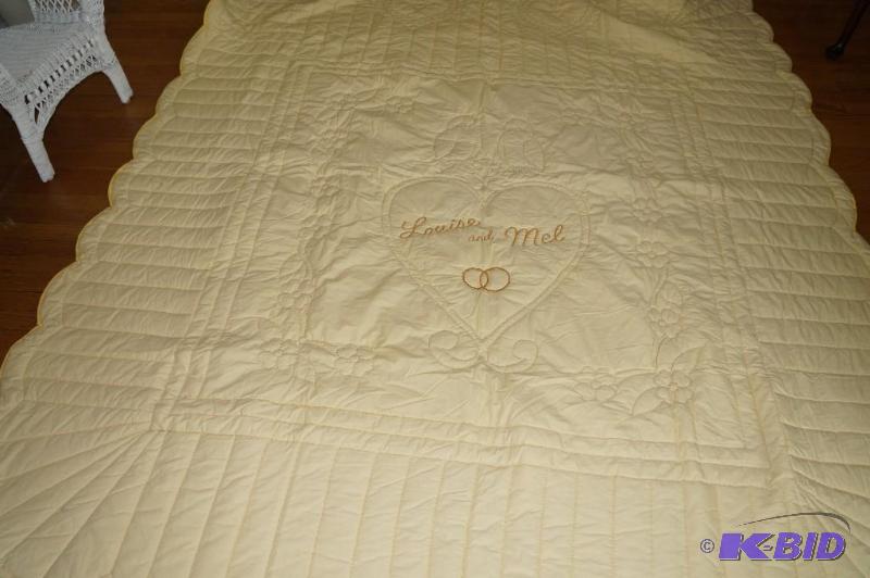 lot 35 image: Handmade Wedding Quilt Louise and Mel