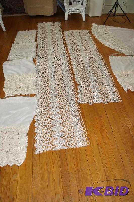 lot 36 image: Lot of 8 Lace Curtains