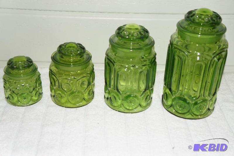lot 46 image: Lot of 4 Vintage Green Cannisters