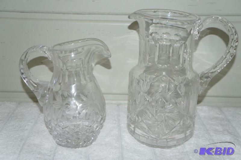 lot 77 image: Lot of 2 Crystal Water Pitchers