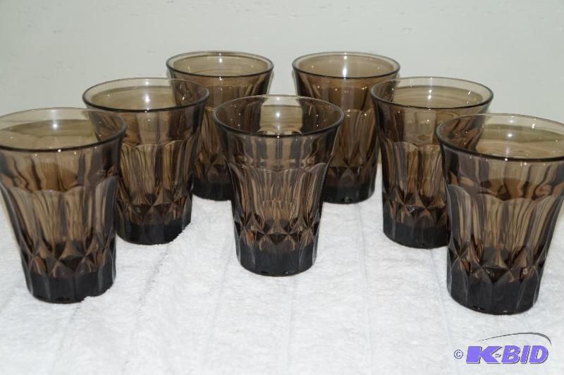 lot 87 image: Lot of 7 Dark Amber Noritake Glassware