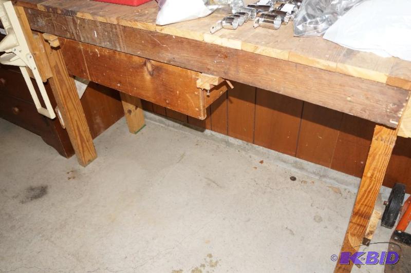 lot 31 image: Wood Work Bench with Drawer