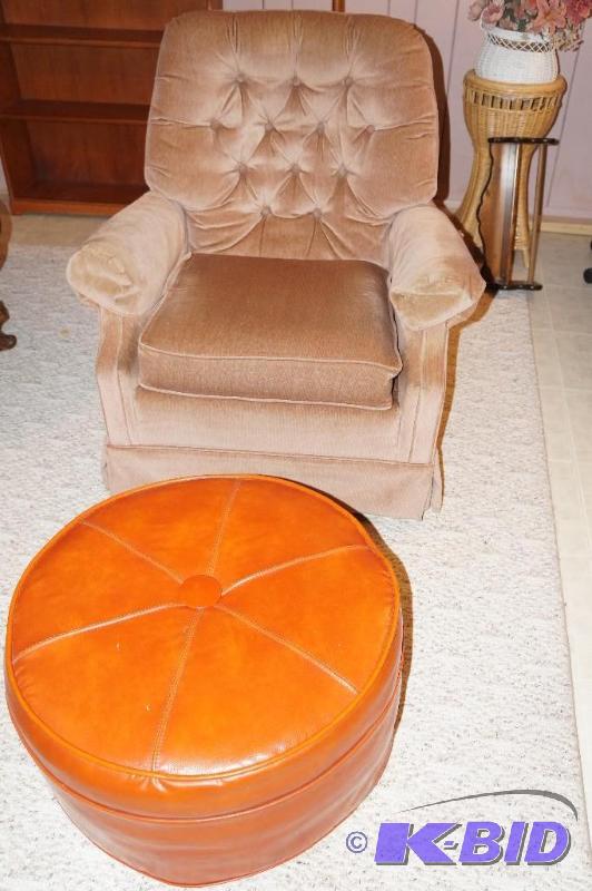 lot 54 image: Rocker and a Vintage Round Footstool