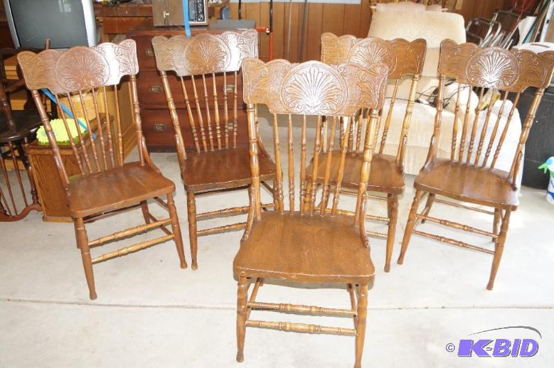 lot 7 image: Lot of 5 Antique  Vintage Wood Chairs