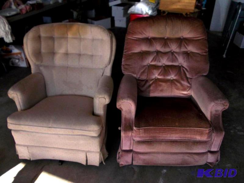 lot 1 image: 2-Upholstered Chairs (1-Recliner, 1...