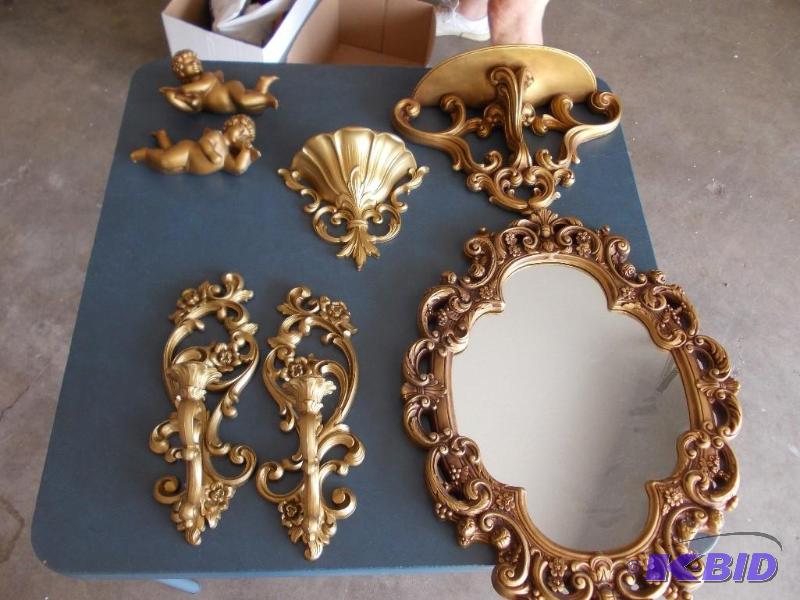 lot 41 image: Ornate Homco Wall Decor (Sconces, M...